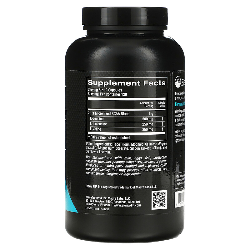 Sierra Fit, Micronized BCAA, Branched Chain Amino Acids, 500 mg, 240