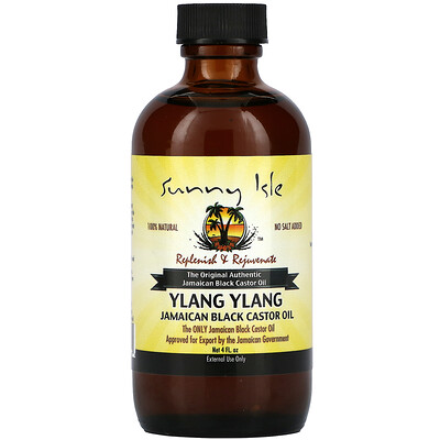 Купить Sunny Isle 100% Natural Jamaican Black Castor Oil, Ylang Ylang, 4 fl oz
