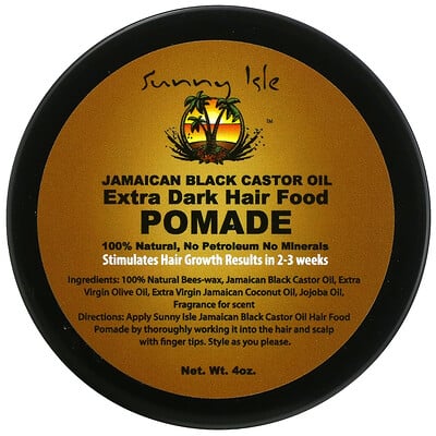 Sunny Isle Jamaican Black Castor Oil, Extra Dark Hair Food Pomade, 4 oz  - купить со скидкой