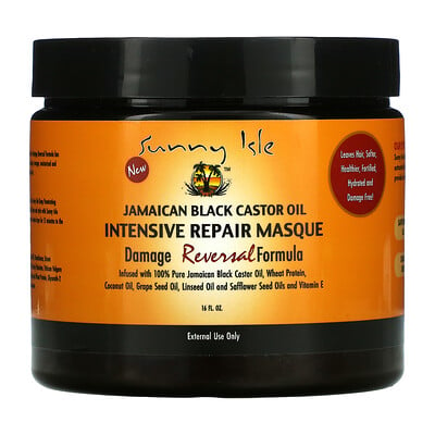 Купить Sunny Isle Ямайское черное касторовое масло, маска для интенсивного восстановления, 16 жидких унций