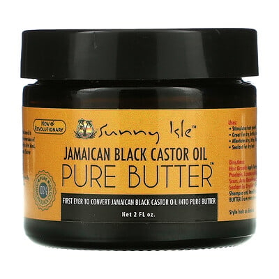 Sunny Isle Jamaican Black Castor Oil, Pure Butter, 2 fl oz