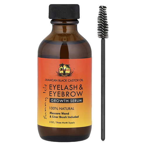 Sunny Isle, Sérum para el crecimiento de pestañas y cejas con aceite de ricino negro de Jamaica, 2 oz