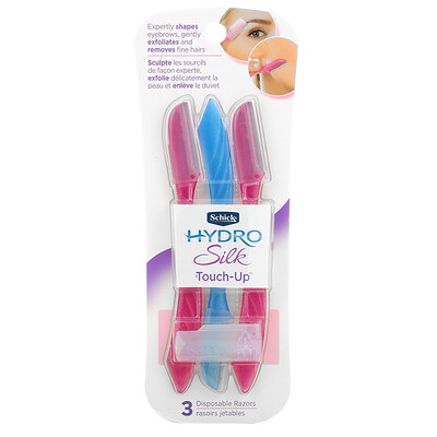 Schick Hydro Silk Touch Up, Assorted Colors, 3 Disposable Razors