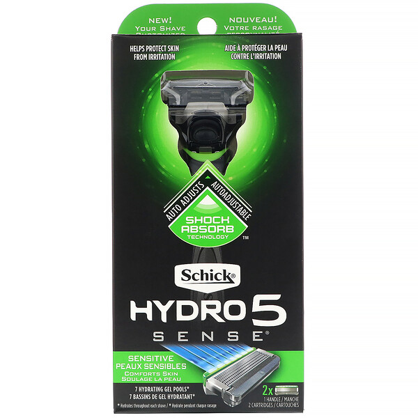 Schick‏, Hydro 5 Sense, לעור רגיש, ידית אחת, 2 ראשים.