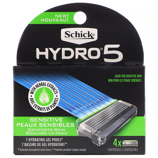 Schick‏, Hydro Sense, לעור רגיש, 4 ראשים מתחלפים