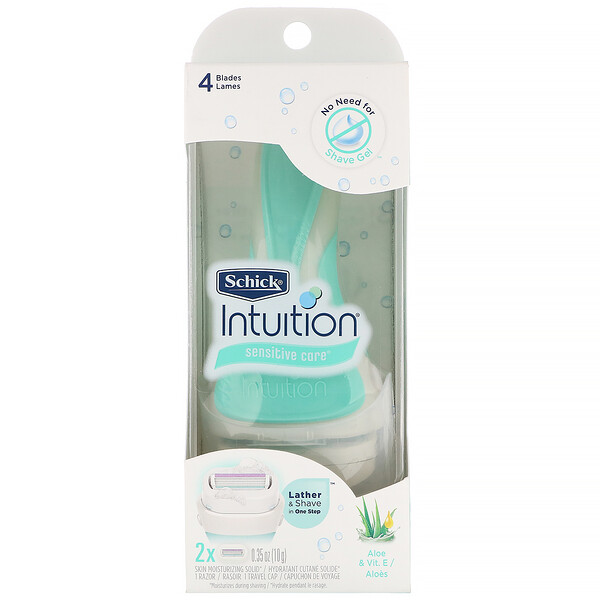 Schick‏, Intuition, סכין גילוח Sensitive Care עם אלווי וויטמין E, מכיל סכין אחת ו-2 ראשים מתחלפים
