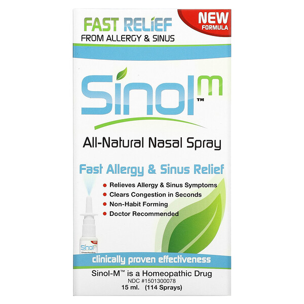 Sinol‏, SinolM, All-Natural Nasal Spray, Fast Allergy & Sinus Relief, 15 ml