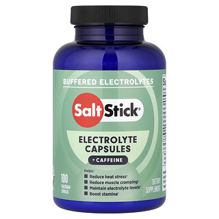 SaltStick, Cápsulas de electrolitos con cafeína, 100 cápsulas vegetales