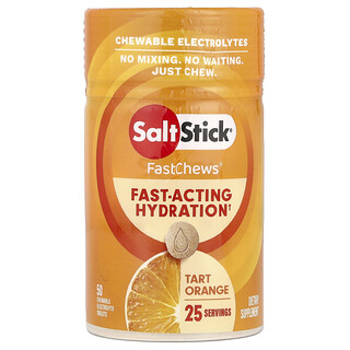 SaltStick, FastChews®, Çiğnenebilir Elektrolitler, Ekşi Portakal, 50 Çiğnenebilir Tablet