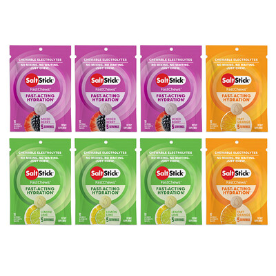 Product Image for SaltStick, FastChews , Chewable Electrolytes, Multi-Flavor Pack, 8 Packets