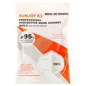 Отзывы о SunJoy, KN95, Professional Protective Disposable Face Mask, 10 Pack