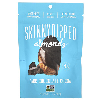 SkinnyDipped  Dark Chocolate Cocoa Almonds  3.5 oz (99 g)