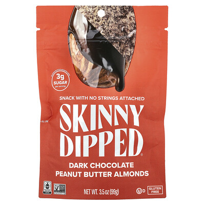 SkinnyDipped  Dark Chocolate Peanut Butter Almonds  3.5 oz (99 g)