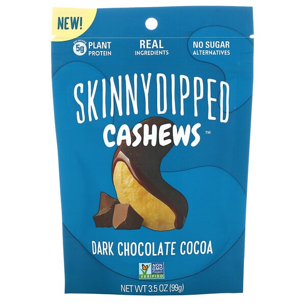Skinny Dipped Cashews, Dark Chocolate Cocoa, 3.5 oz (99g)
