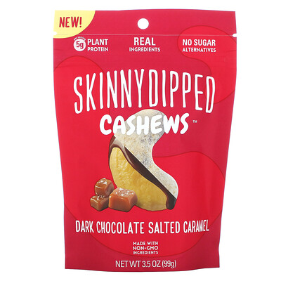 Купить SkinnyDipped Skinny Dipped Cashews, темный шоколад, соленая карамель, 99 г (3, 5 унции)