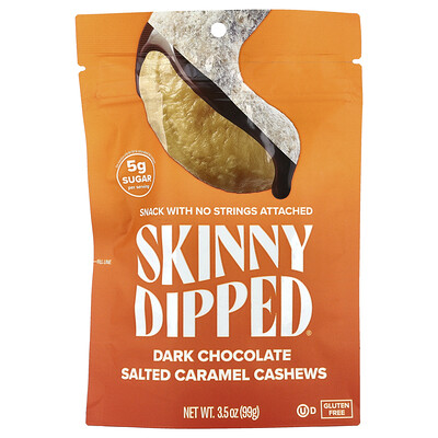 SkinnyDipped Dark Chocolate Salted Caramel Cashews 3.5 oz (99g)
