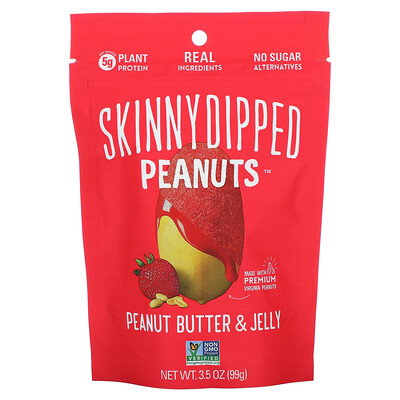 SkinnyDipped Peanuts, арахисовая паста и желе, 99 г (3,5 унции)