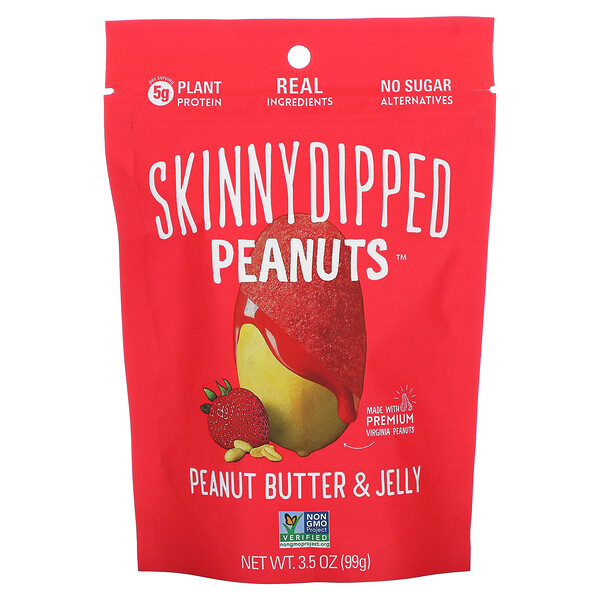 SkinnyDipped‏, Peanuts, Peanut Butter & Jelly, 3.5 oz (99 g)