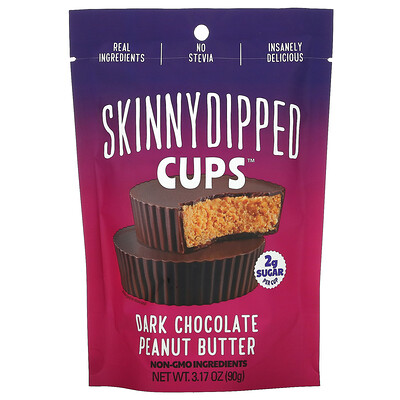 Купить SkinnyDipped Cups, темный шоколад с арахисовой пастой, 90 г (3, 17 унции)