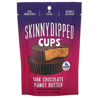 SkinnyDipped, Cups, темный шоколад с арахисовой пастой, 90 г (3,17 унции)