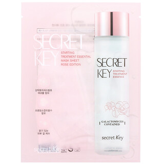 Secret Key, 初步精華美容面膜，玫瑰限量版，10 片，1.05 盎司（30 克）/片