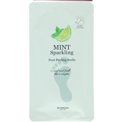 Skinfood Mint Sparkling, Foot Peeling Socks, 1 Pair, 1.41 fl oz (40 g)