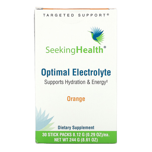 Seeking Health, Optimal Electrolyte, апельсин, 30 пакетиков в стиках по 8,12 г (0,29 унции)