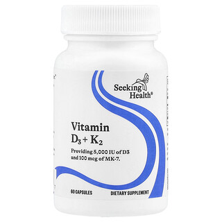 Seeking Health, витамины D3 и K2, 60 капсул