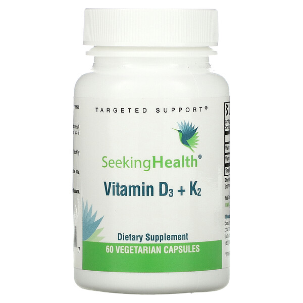 Витамин D3 + K2, 60 вегетарианских капсул
