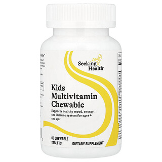 Seeking Health, Suplemento multivitamínico masticable para niños, De 4 años en adelante, 60 comprimidos masticables