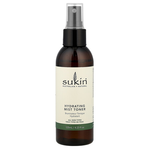 Sukin, Hydrating Mist Toner, feuchtigkeitsspendender Gesichtswasser-Spray, für alle Hauttypen, 125 ml (4,23 fl. oz.)