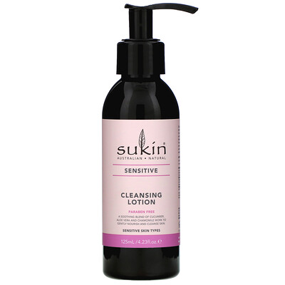 Sukin Cleansing Lotion, Sensitive, 4.23 fl oz (125 ml)