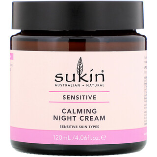 Sukin, Calming Night Cream, Sensitive, beruhigende Nachtcreme, empfindliche Haut, 120 ml (4,06 fl. oz.)
