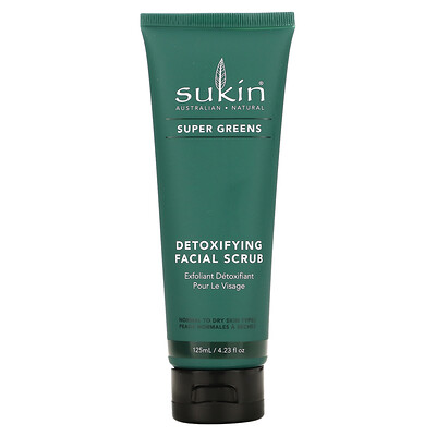 Sukin Super Greens, детоксифицирующий скраб для лица, 125 мл (4,23 жидк. Унции)