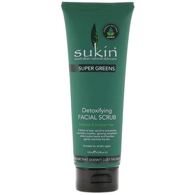 Купить Sukin Super Greens, детоксифицирующий скраб для лица, 125 мл (4, 23 жидк. Унции)