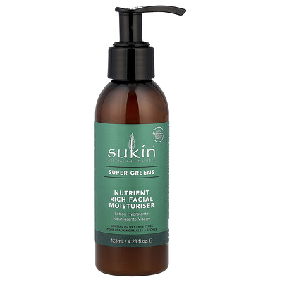 Sukin, Super Greens, Nutrient Rich Facial Moisturiser, Normal To Dry Skin Types , 4.23 fl oz (125 ml)