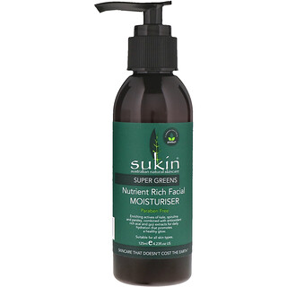 Sukin, Super Greens, увлажняющее средство для лица, насыщенное питательными веществами, 125 мл (4,23 жидк. Унции)