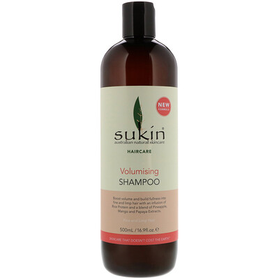Купить Sukin Volumising Shampoo, Fine and Limp Hair, 16.9 fl oz (500 ml)