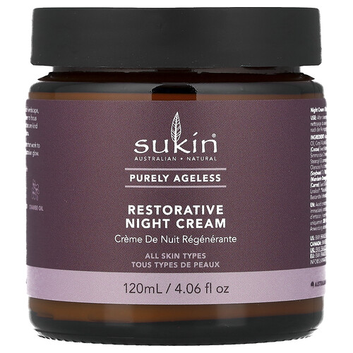 Sukin Purely Ageless, Restorative Night Cream, All Skin Types, 4.06 fl oz (120 ml)