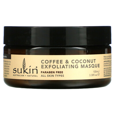 Sukin Отшелушивающая маска с кофе и кокосом, 100 мл (3,38 жидк. Унции)