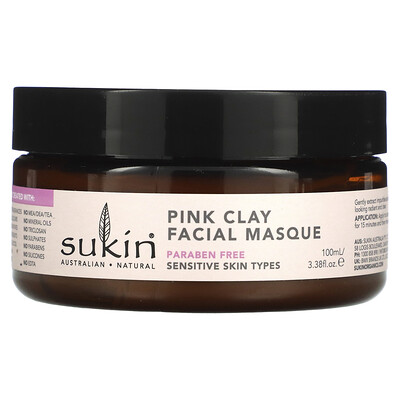 Sukin Маска для лица с розовой глиной, для чувствительной кожи, 100 мл (3,38 унции)