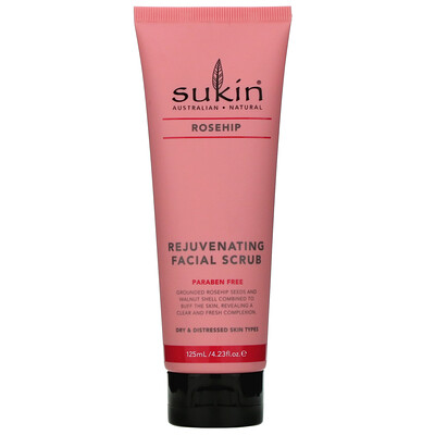 Sukin Rejuvenating Facial Scrub, Rosehip, 4.23 fl oz (125 ml)
