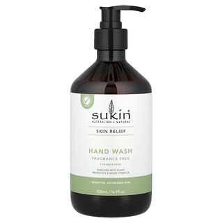 Sukin, Skin Relief, Hand Wash, Sensitive, Distressed Skin, Fragrance Free, 16.9 fl oz (500 ml)