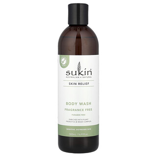 Sukin, Skin Relief, Body Wash, Sensitive, Distressed Skin, Fragrance Free, 16.91 fl oz (500 ml)