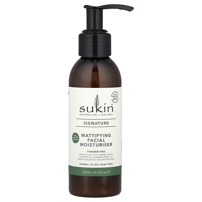 Sukin, Signature, Mattifying Facial Moisturizer, Normal To Oily Skin Types, 4.23 fl oz (125 ml)