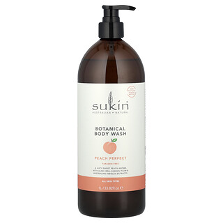 Sukin, Botanical Body Wash, Semua Jenis Kulit, Peach Perfect, 33,82 ons cairan (1 l)