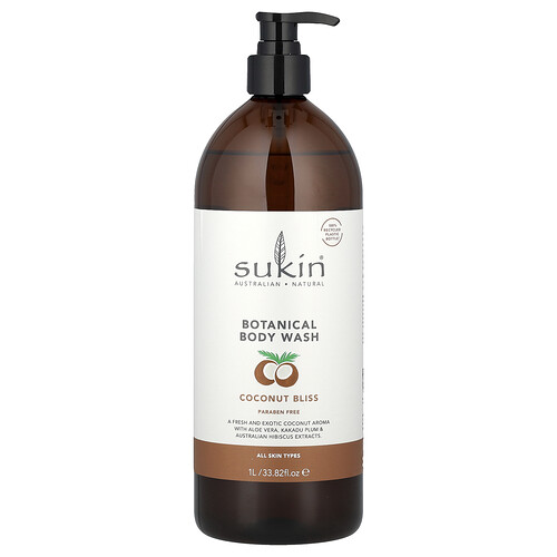 Sukin, Botanical Body Wash, All Skin Types, Coconut Bliss, 33.82 fl oz (1 l)
