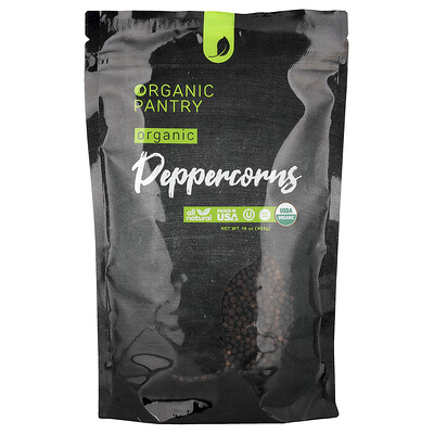 The Spice Lab, Organic Pantry, Pimienta orgánica en granos entera, 453 g (16 oz)