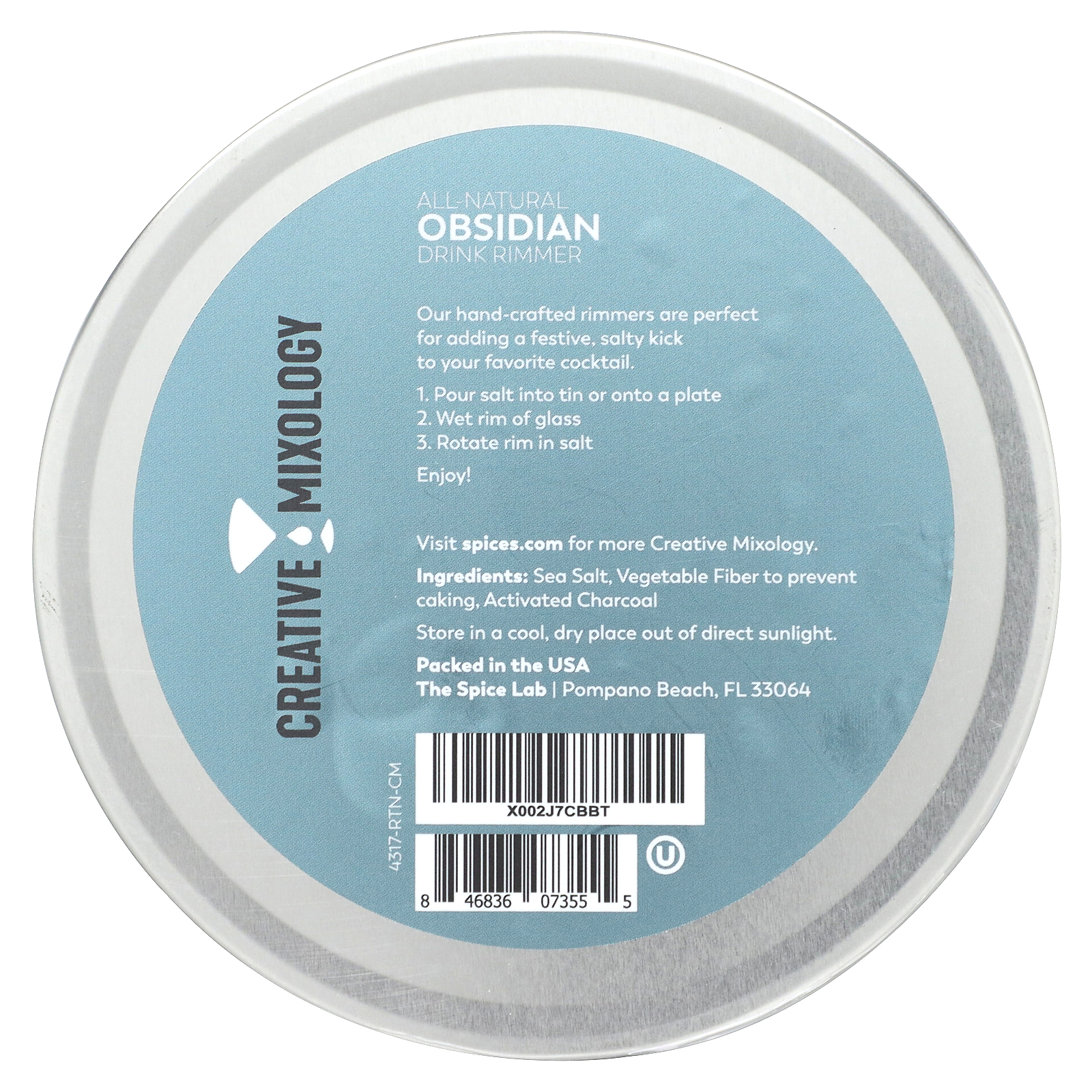 Creative Mixology, Cortadora de sal de obsidiana negra totalmente natural, 3,2 oz (92 g) - Imagen 2 de 2