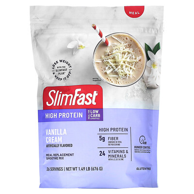 SlimFast High Protein Meal Replacement Smoothie Mix Vanilla Cream 1.49 lb (676 g)